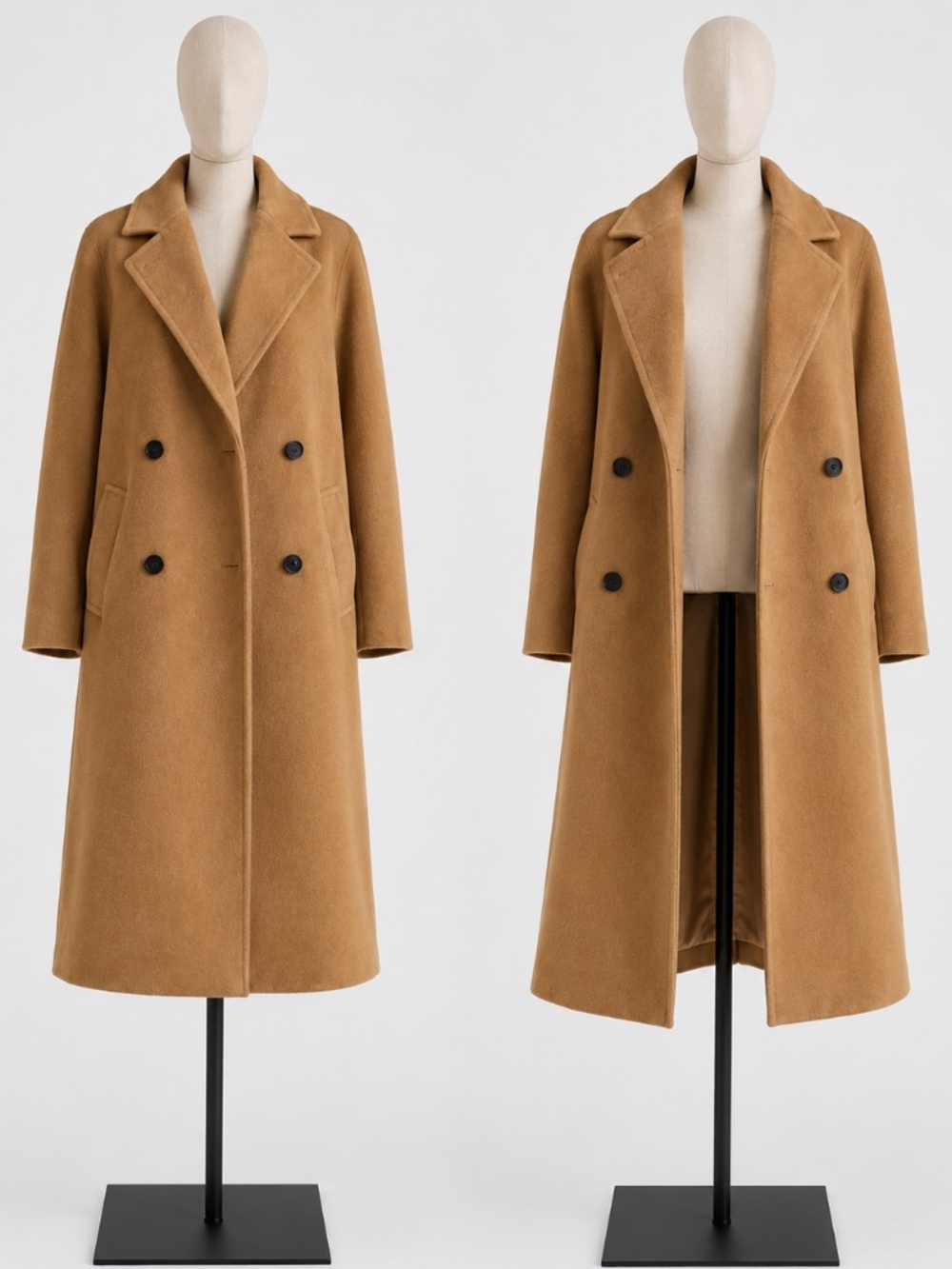 Quince Italian Wool Double-Breasted Slouch Coat Caramel Camel XS NWT Discontinue